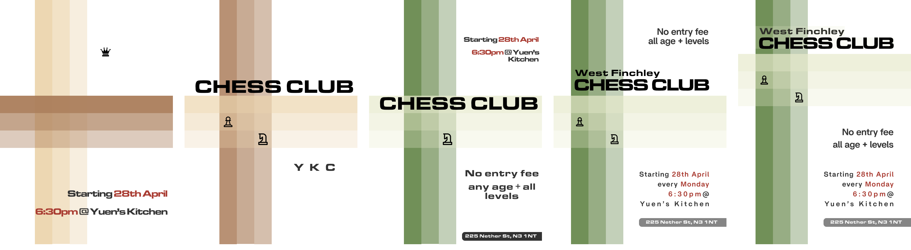 Grid of chess poster design iterations